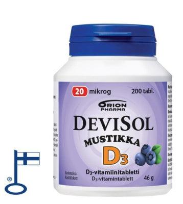 DeviSol Mustikka 20 mcg - D-vitamiini 200 kpl