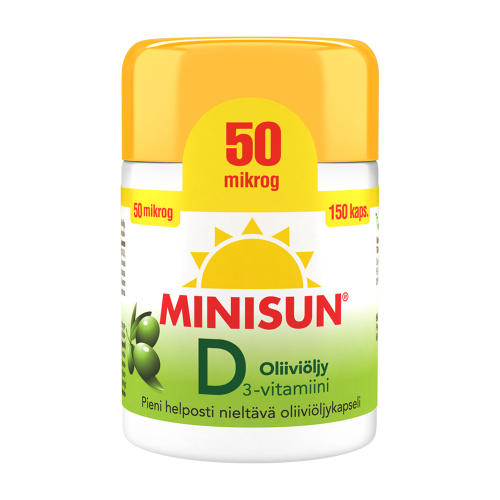 Minisun D-vitamiini Oliiviöljykapseli 50 mmcg 150 kaps