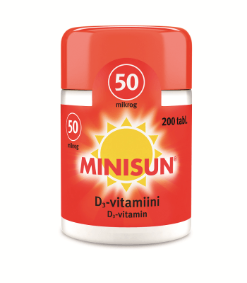 Minisun D-Vitamiini 50 mikrog Purutabletti 200 kpl