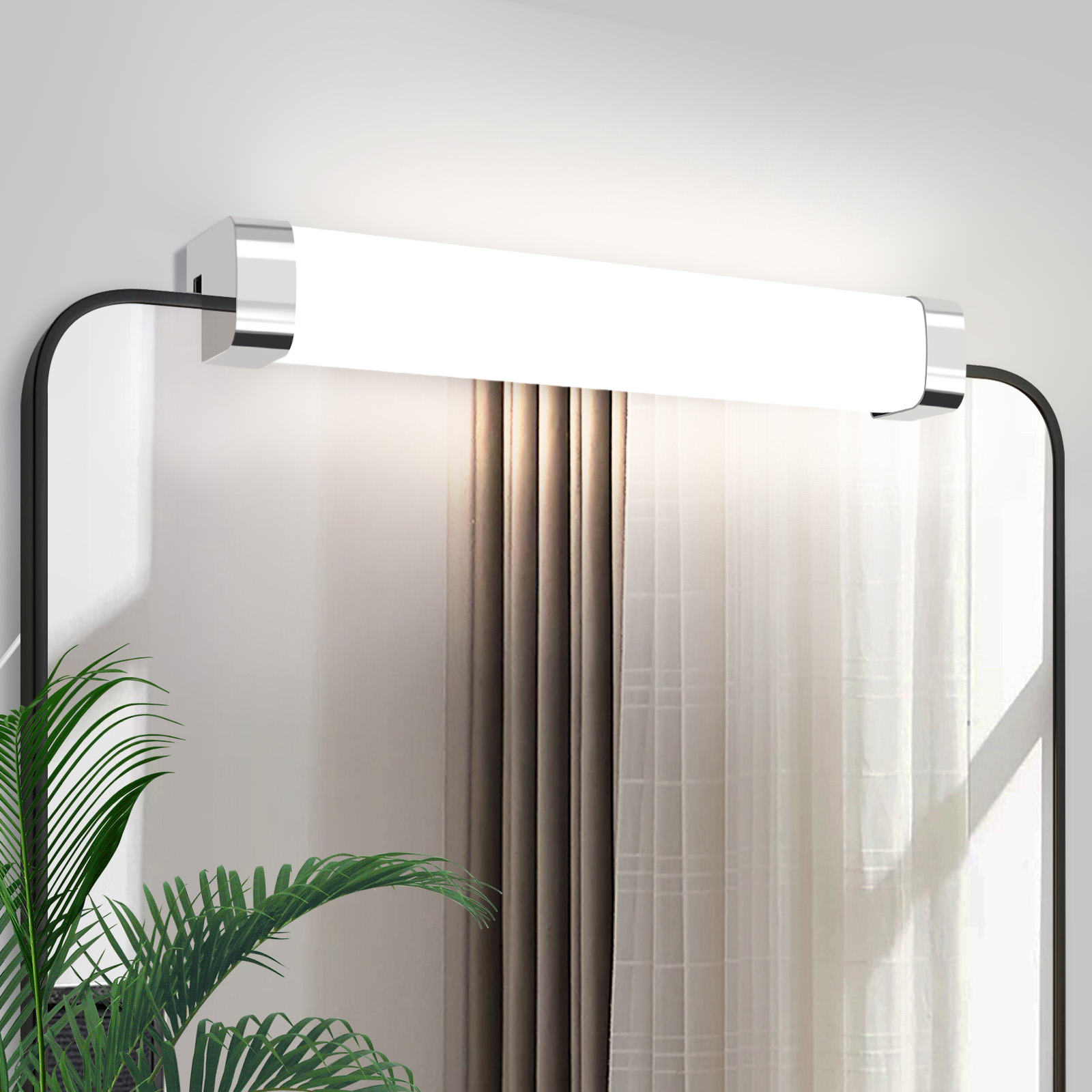 ZMH LED-kylpyhuonevalaisin pistokkeella, 37 cm kromi, IP44